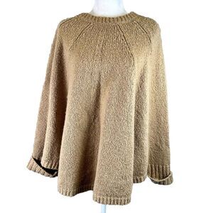 MICHAEL Michael Kors Cable Knit‎ Chunky Wool Blend Sweater Cape Poncho Size L-XL